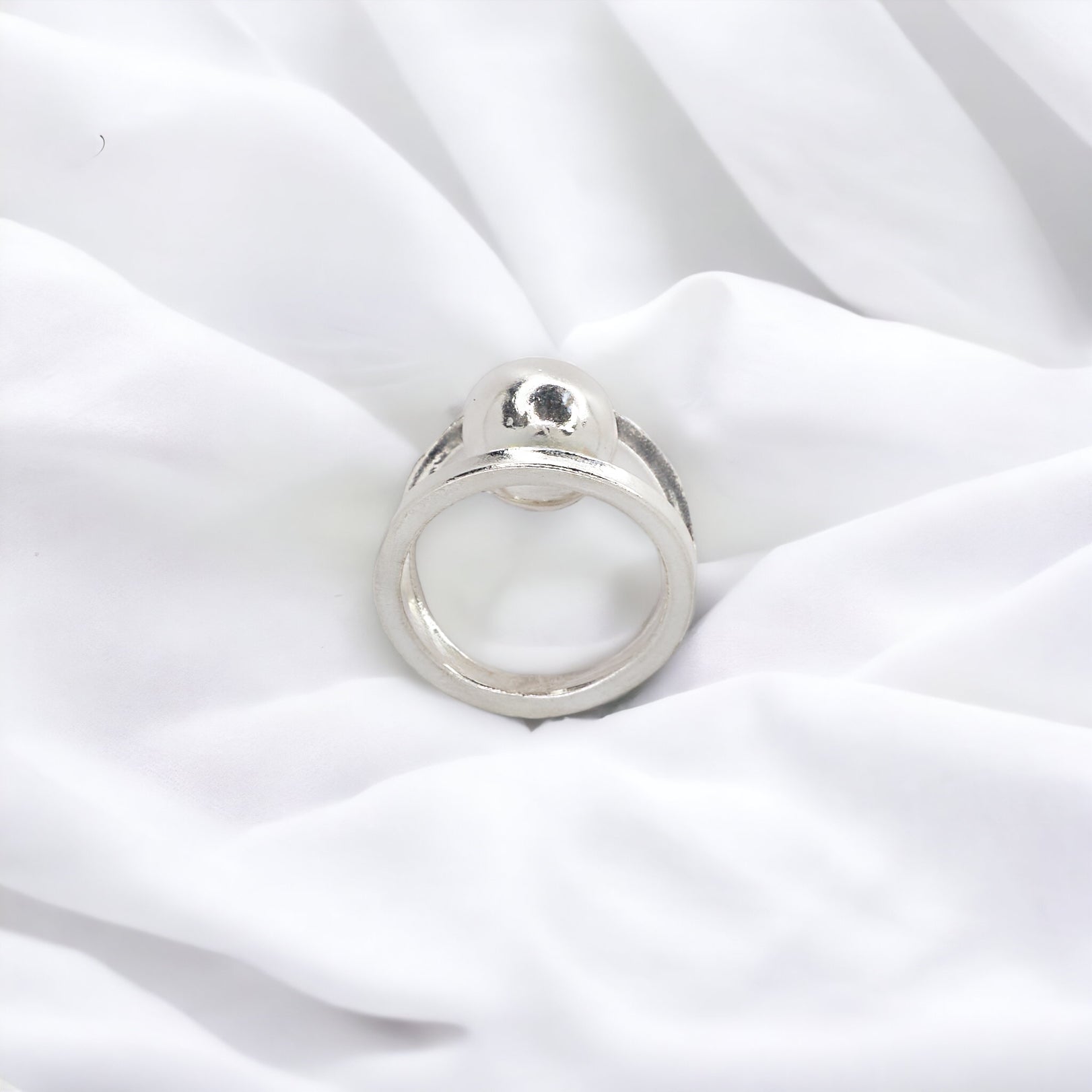 Anel Órbita esfera geométrica prata 980 ouro 18k – Fortes Jewellery