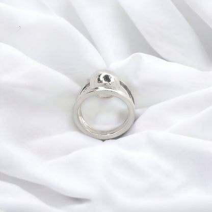 Anel Órbita esfera geométrica prata 980 ouro 18k – Fortes Jewellery